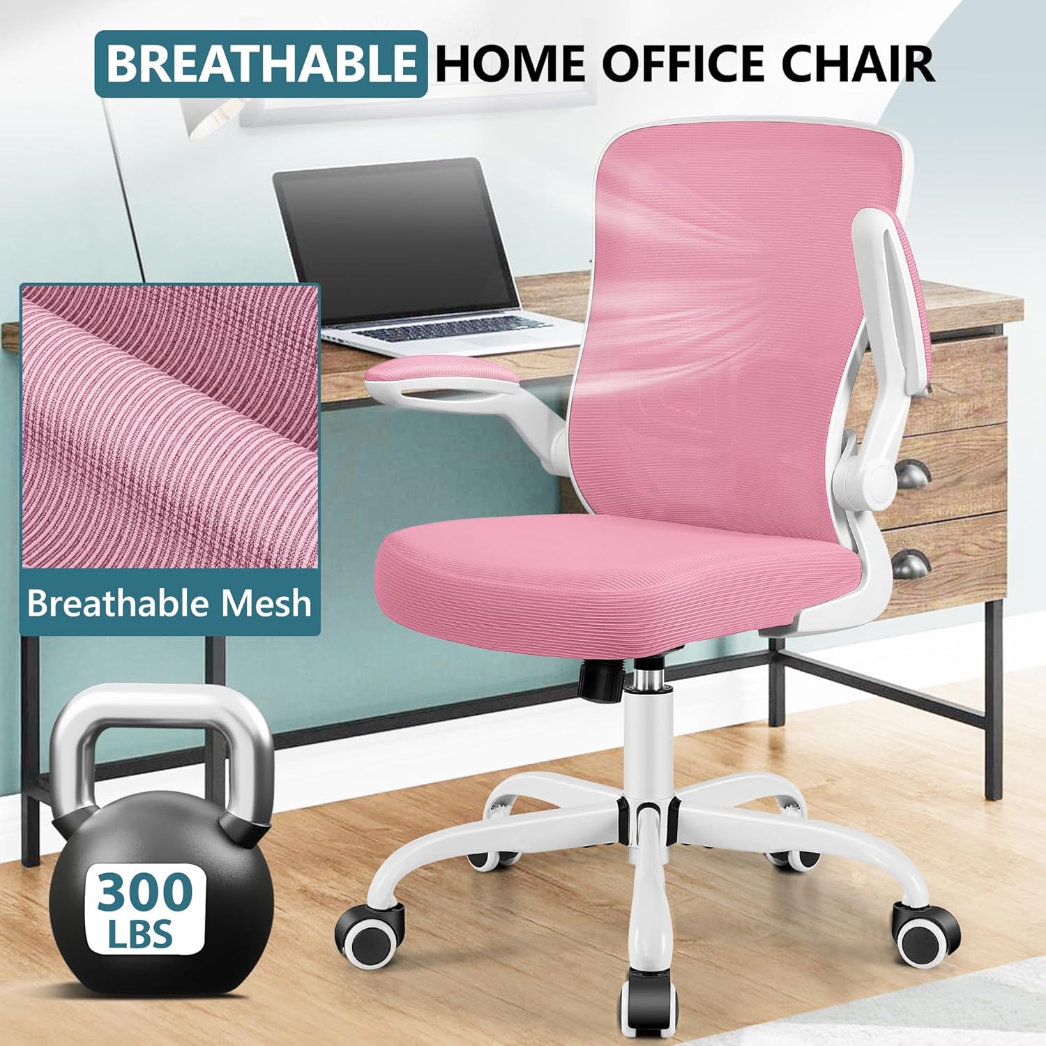 MINLOVE Silla de oficina ergonómica con soporte lumbar ajustable y altura, reposabrazos abatibles de 90, sillas de escritorio Ergo con ruedas, uso
