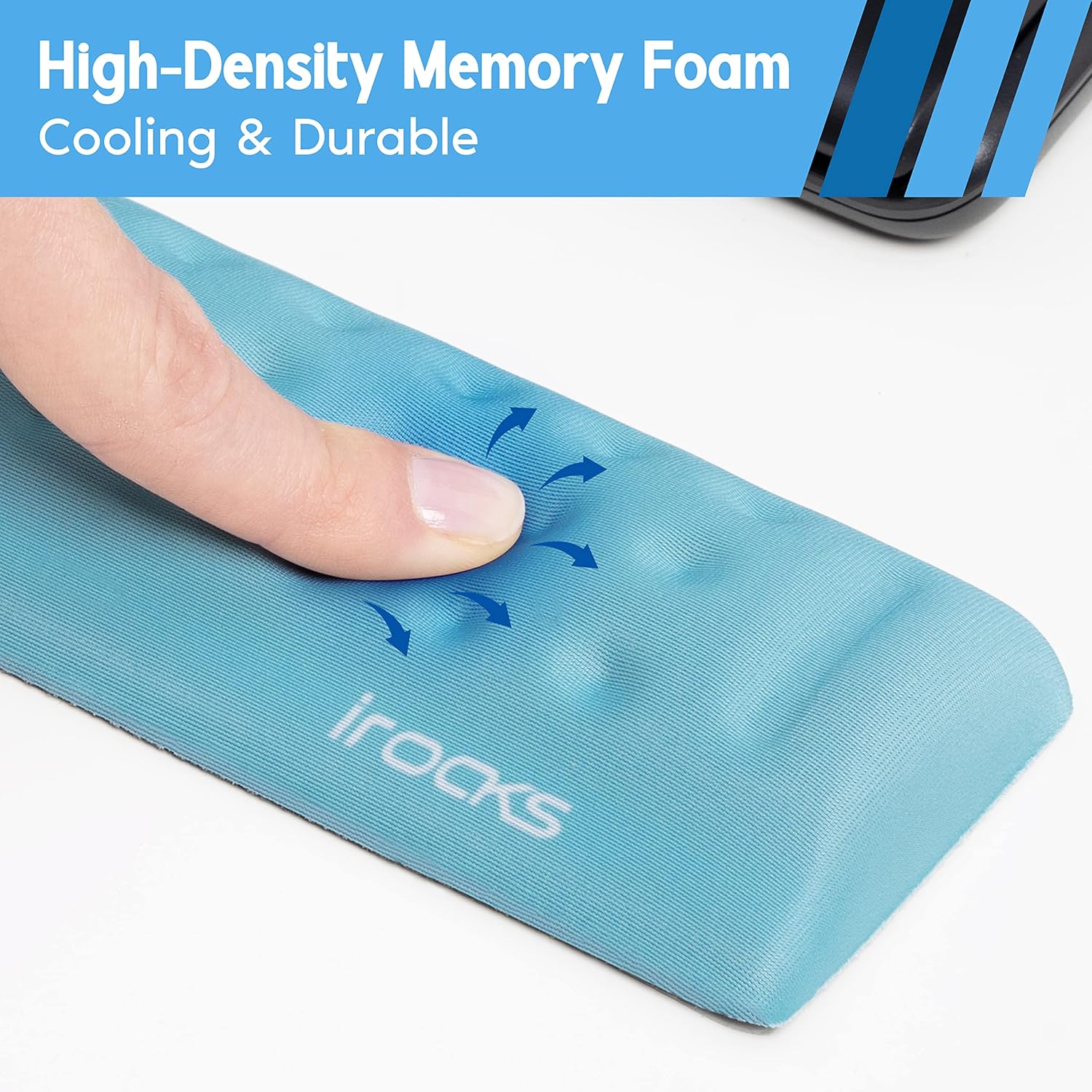 i-Rocks Reposamuñecas para teclado de espuma viscoelástica, reposamuñecas que reduce el dolor para teclado de computadora, base de goma