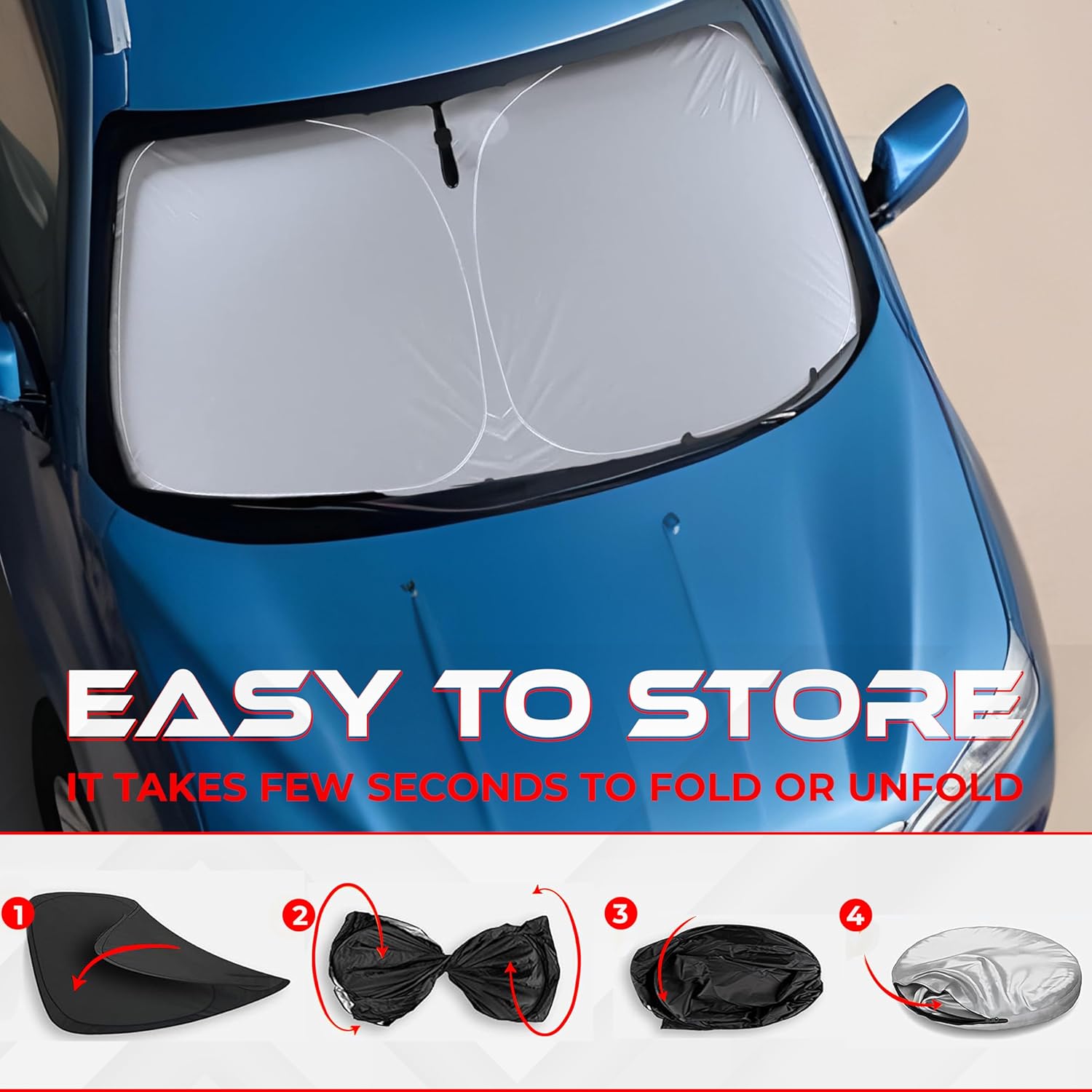 Autotech Park Parasol plegable compatible solo con Fiat 500 2012-2019 (no es compatible con Fiat 500X o 500L), parasol para parabrisas de ajuste