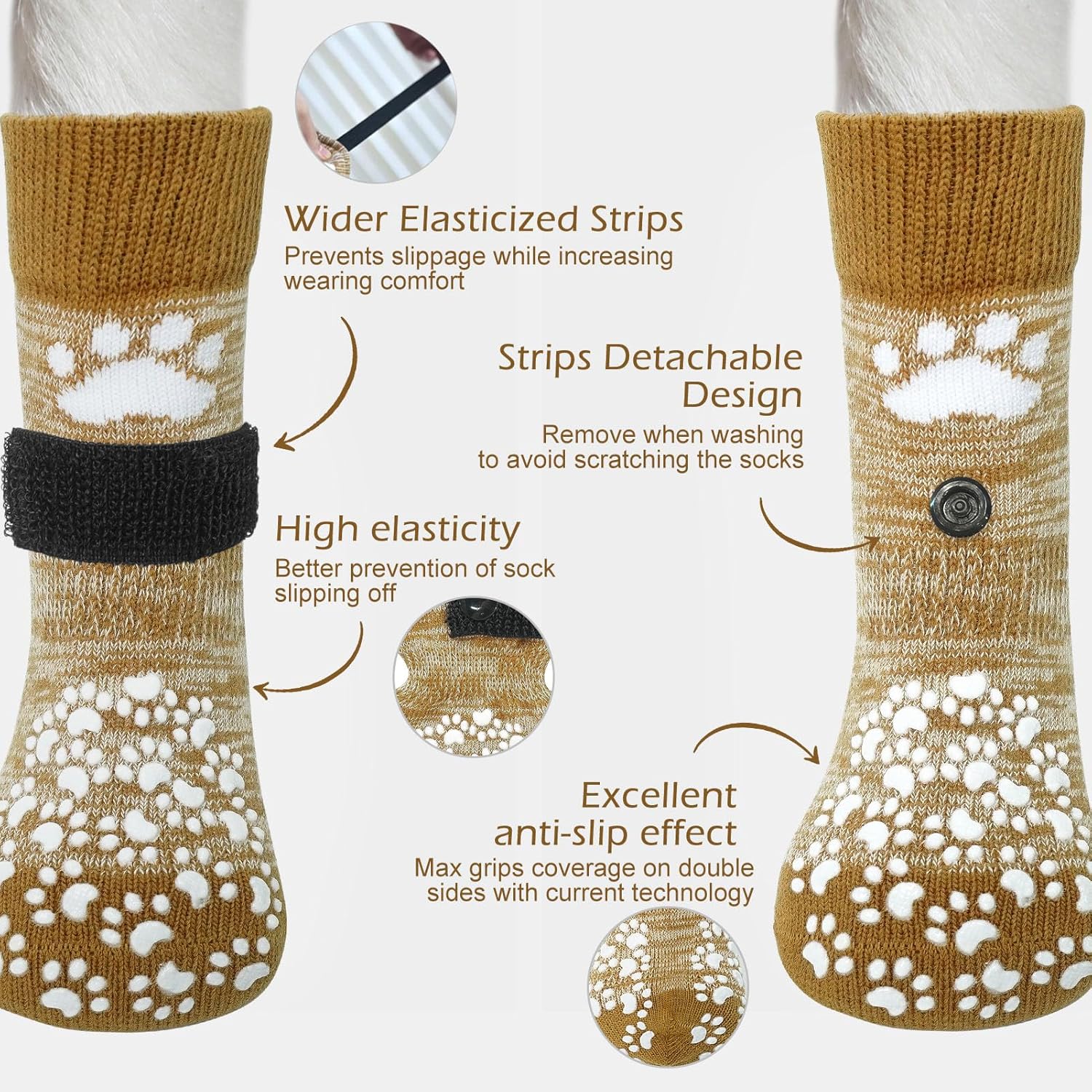 EXPAWLORER Calcetines antideslizantes para perro, agarre de doble cara, control de tracción en suelos de madera dura, zapatos para perros para