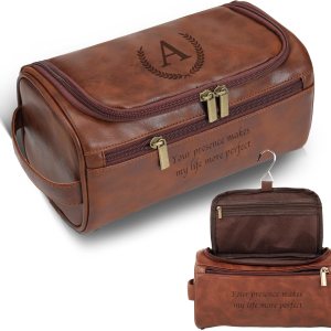 Easycosy Neceser personalizado para hombres, grabado con nombre e iniciales, bolsa de aseo de piel sintética para hombre, artículos esenciales de Easycosy Neceser personalizado para hombres, grabado con nombre e iniciales, bolsa de aseo de piel sintética para hombre, artículos esenciales de
