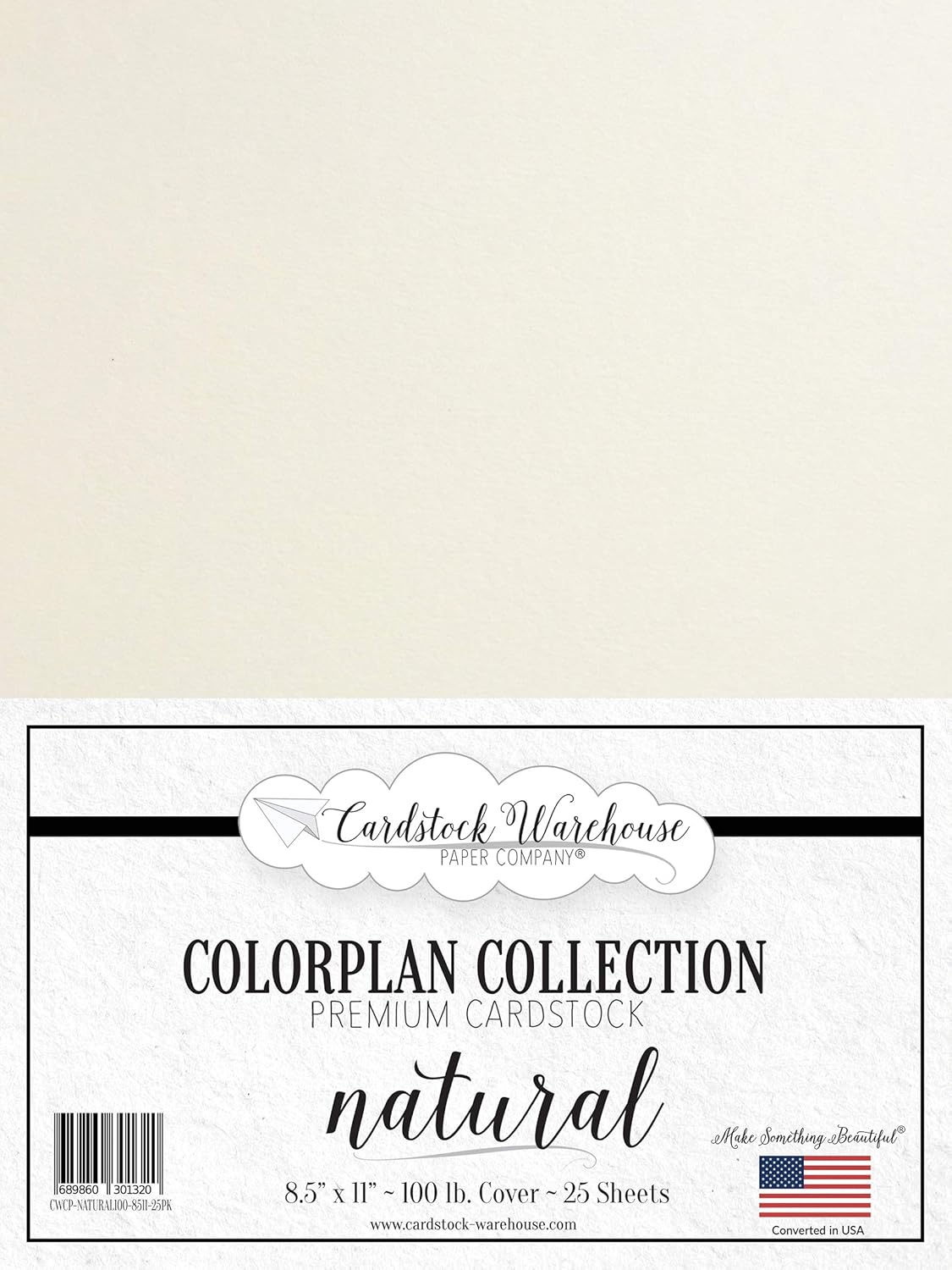 Cardstock Warehouse Colorplan Natural Cream – 8.5 x 11 pulgadas – 100 libras  9.52 ozm de papel de cartulina mate premium – 25 hojas