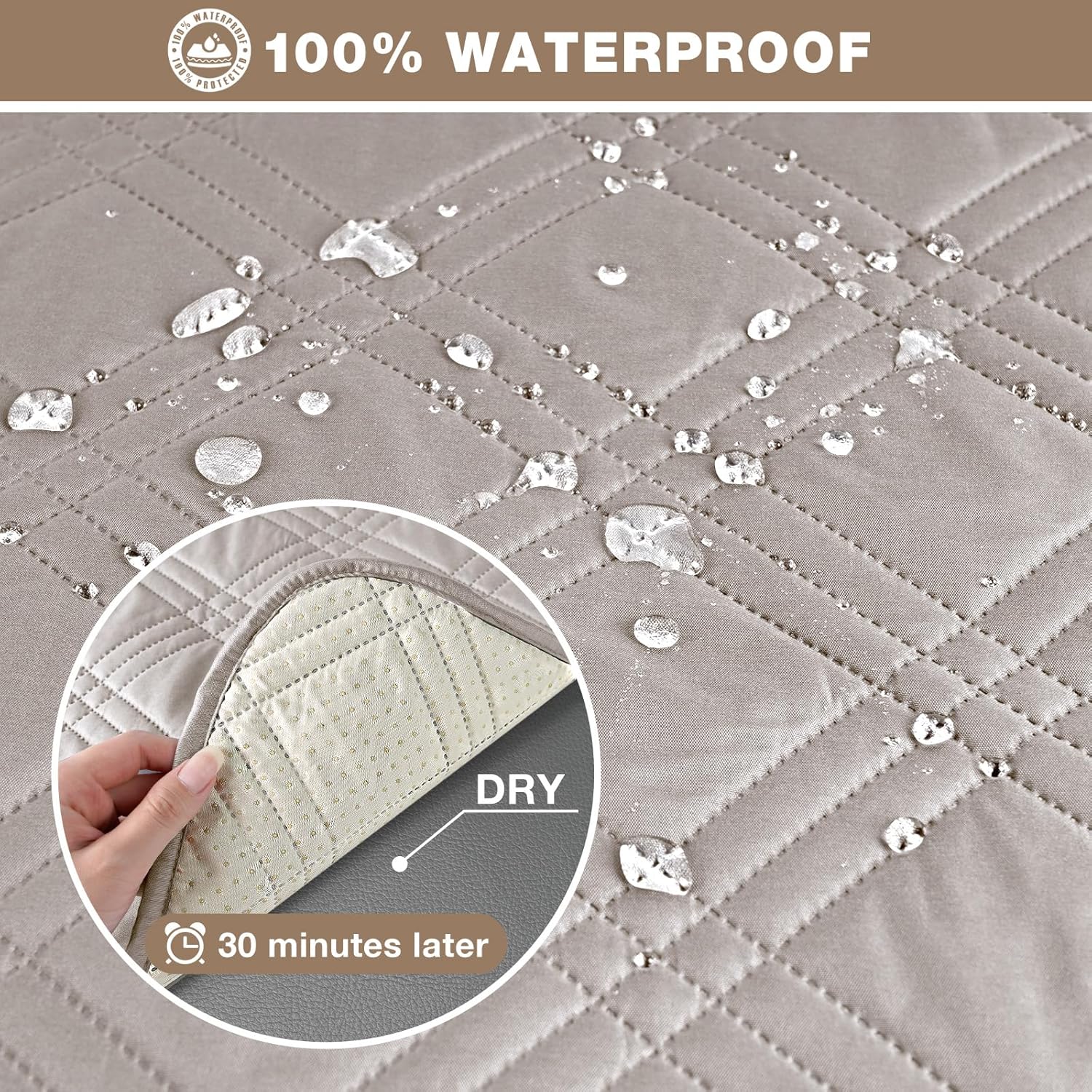TAOCOCO Funda de sofá reclinable 100% impermeable, funda antideslizante para sofás reclinables con correas elásticas, funda de sofá reclinable