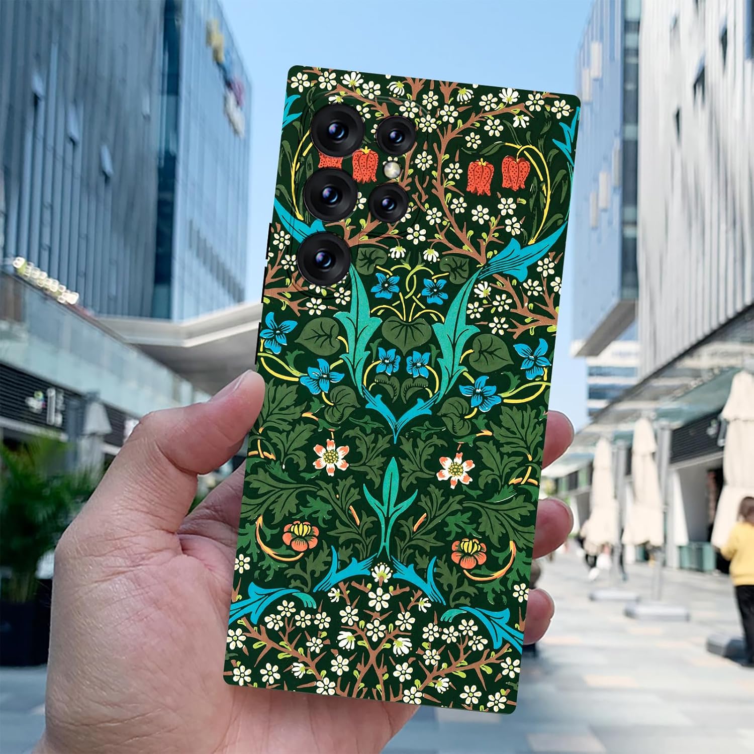 MURLEBAY Funda para Samsung Galaxy S22 Ultra, funda protectora delgada de TPU suave para teléfono con diseño de flores y plantas de flores