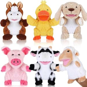 6 marionetas de mano de animales para niños, marionetas de mano con boca de trabajo, juguete de peluche para espectáculos, teatro, cumpleaños, cesta 6 marionetas de mano de animales para niños, marionetas de mano con boca de trabajo, juguete de peluche para espectáculos, teatro, cumpleaños, cesta