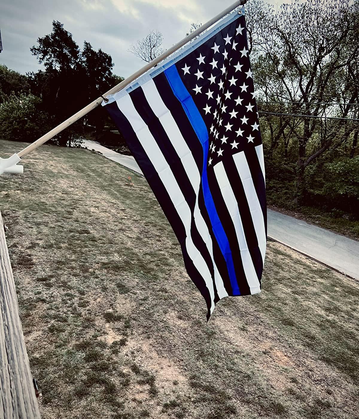 Paquete de 2 banderas de Estados Unidos de línea azul fina de 3 x 5 pies, banderas de policía estadounidense de doble costura, color vivo, banderas