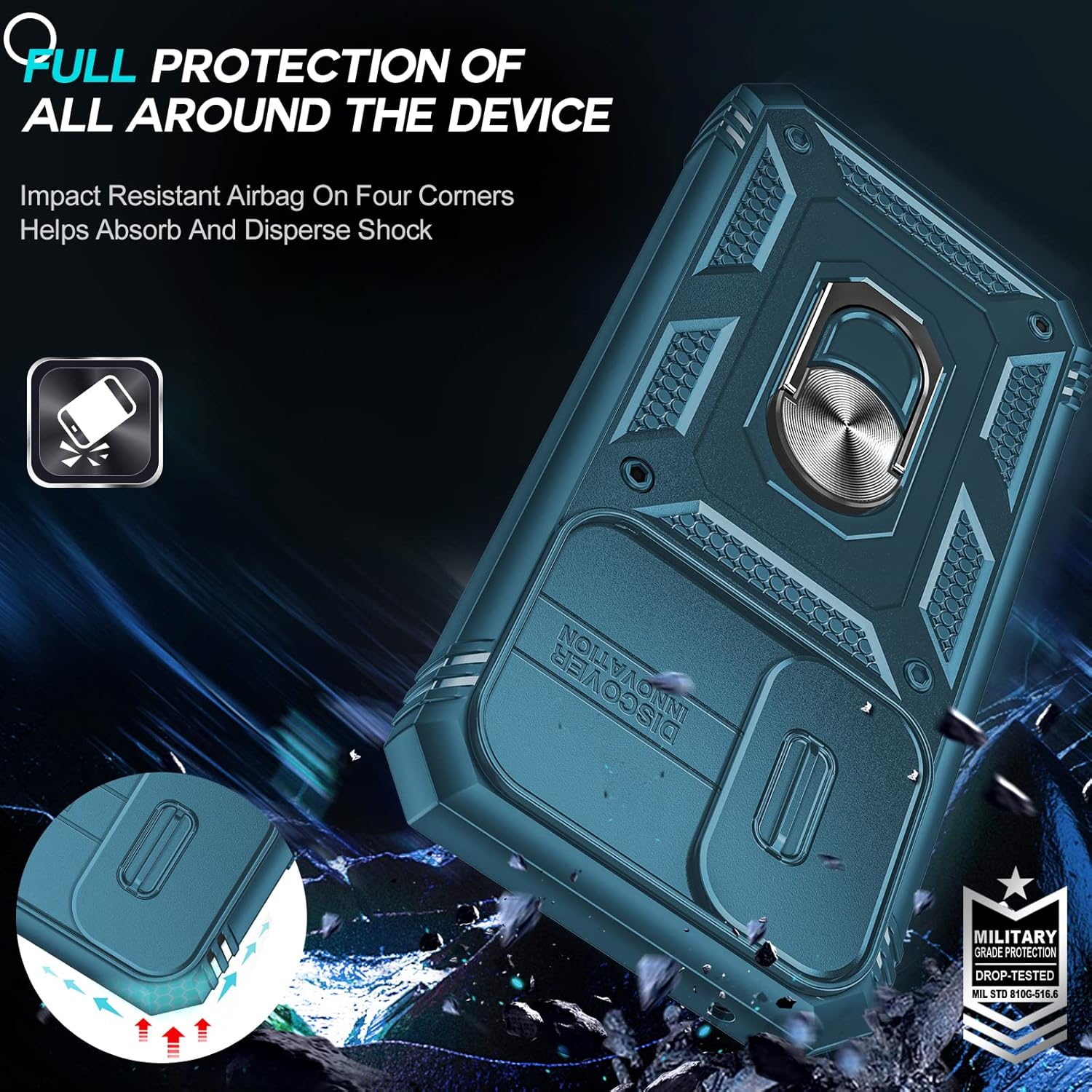 LeYi Funda para Samsung A54 Funda para teléfono Galaxy A54 5G con cubierta deslizante para cámara + 2 protectores de pantalla de vidrio templado,