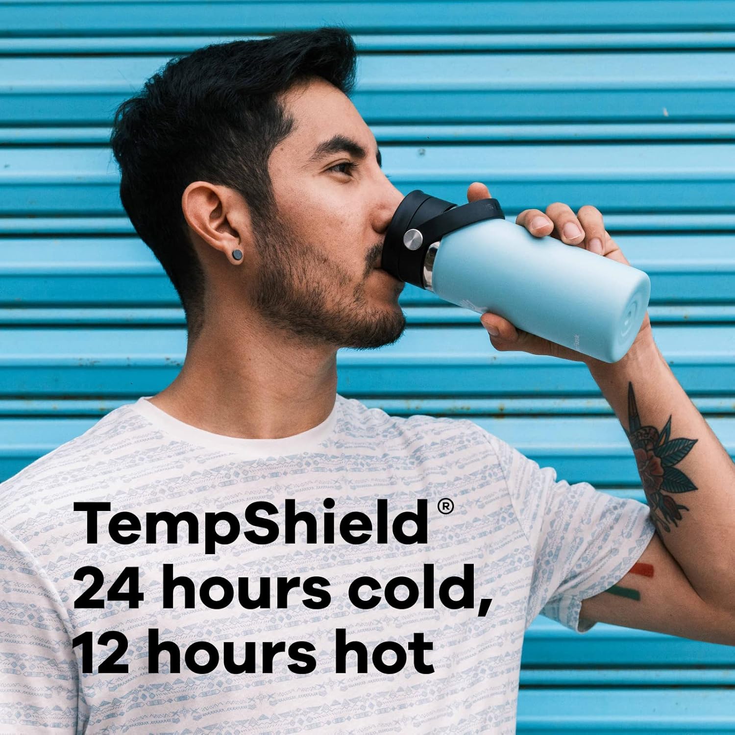 Hydro Flask Botella de boca ancha de acero inoxidable con tapa flexible y aislamiento al vacío de doble pared para café, té y bebidas