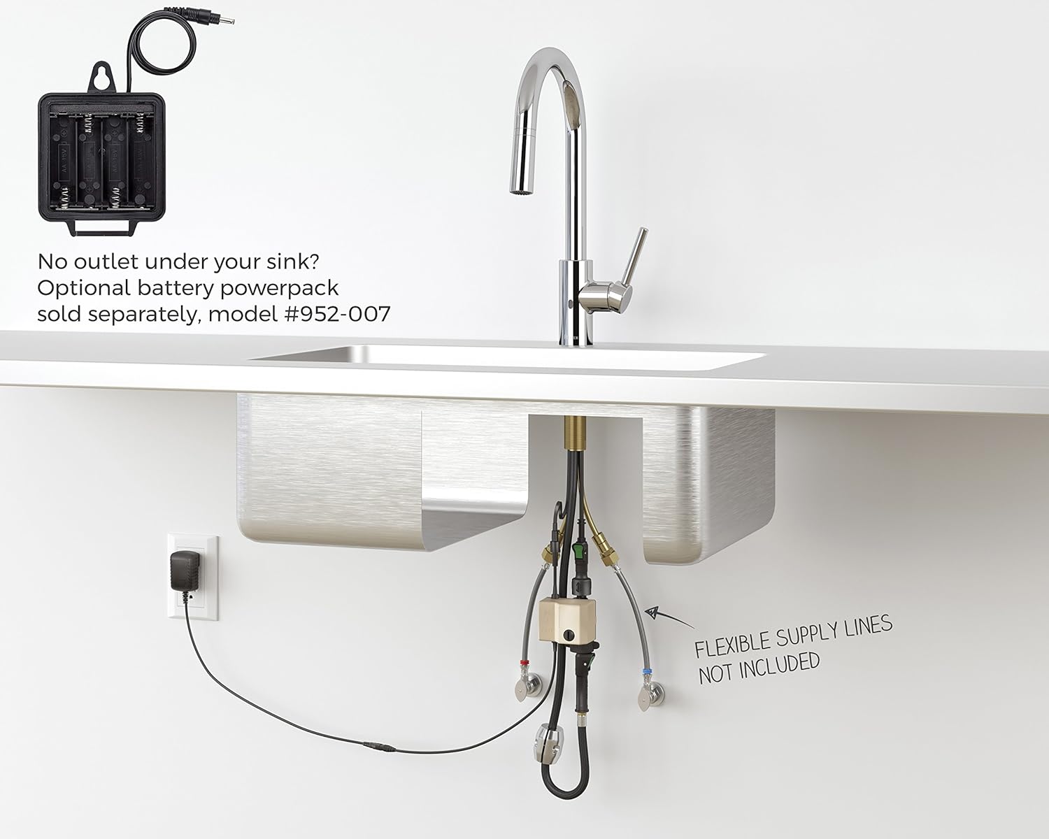 Pfister LG529ESAS Stellen React Touch-Free 1 – Grifo de cocina electrónico extraíble sin contacto con 1 manija, incluye placa decorativa con junta