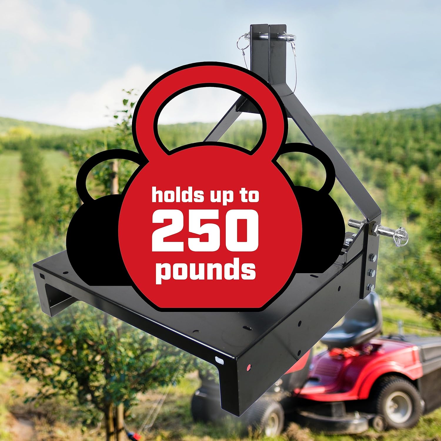 Chapin International 6400 Enganche de 3 puntos con plataforma de acero para tractores, ATV y UTV, negro