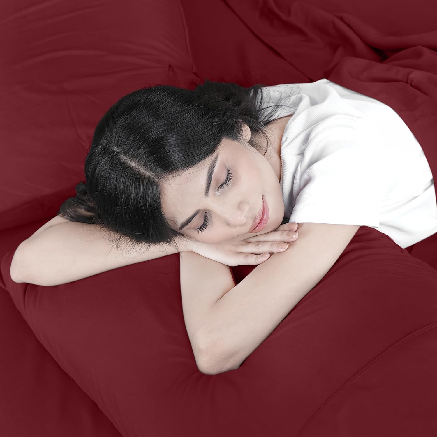 Utopia Bedding Juego de sábanas de 4 piezas, microfibra cepillada, resistente al encogimiento y a la decoloración, fácil cuidado (King, rojo borgoña)