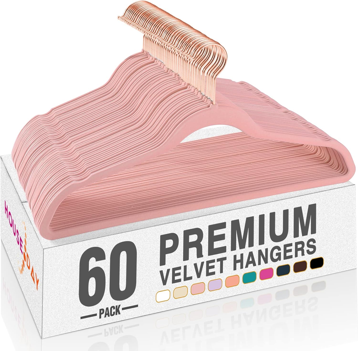 HOUSE DAY – Perchas de terciopelo antideslizantes para trajes (60 unidades)