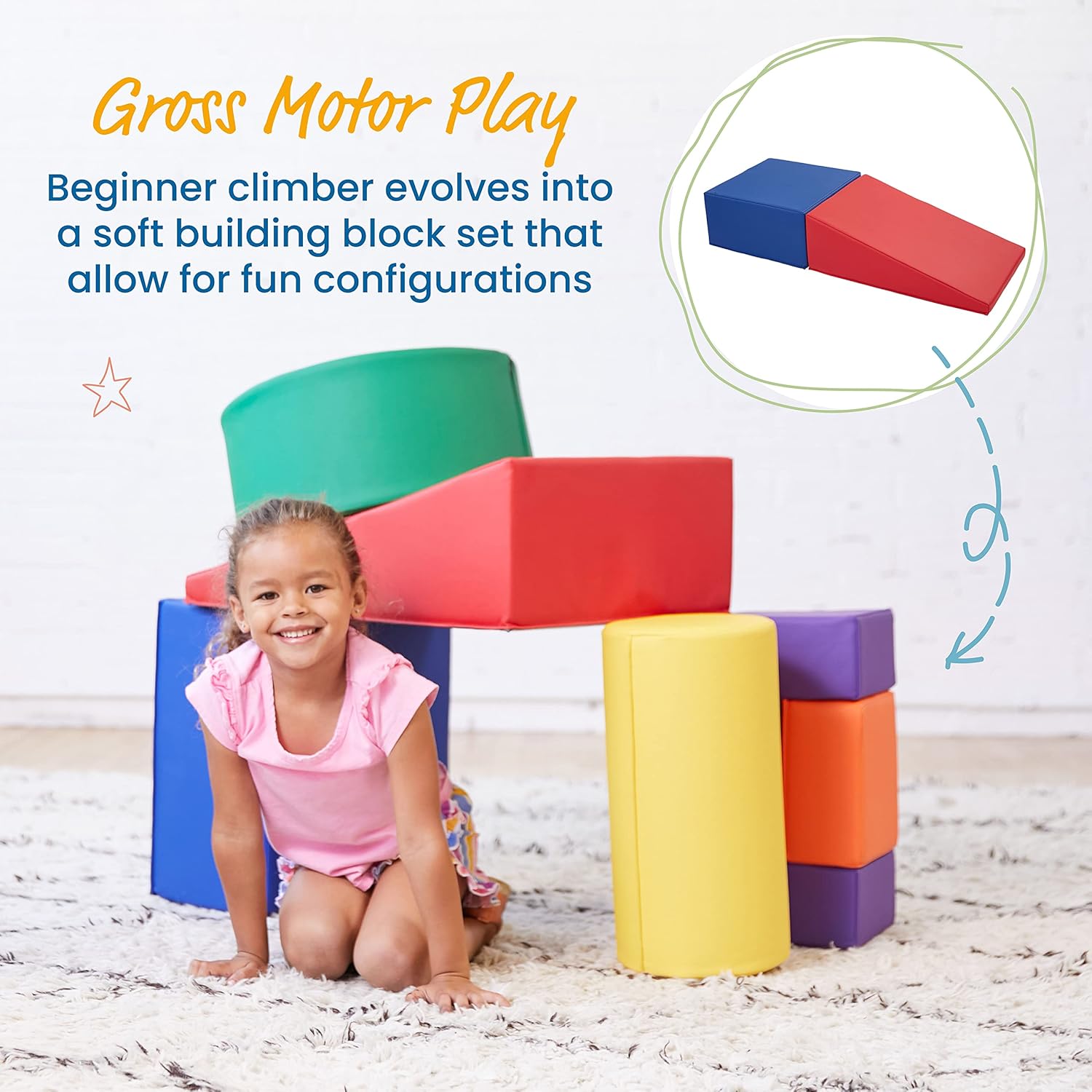 ECR4Kids SoftZone Crawl and Climb Playtime Playset, bloques de construcción, surtido, 6 piezas