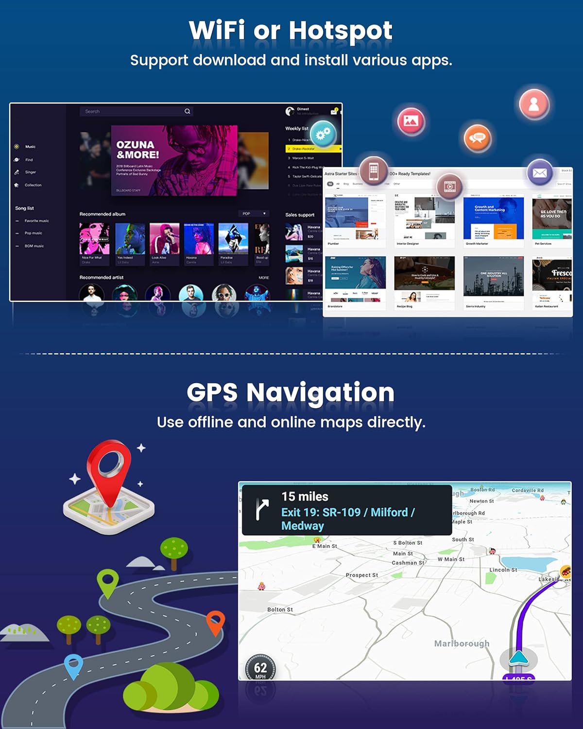 Roinvou Estéreo Android CarPlay 2+32G para Jeep Wrangler (LHD) 2011-2014, pantalla táctil de 10.1 pulgadas, navegación GPS en el tablero con CarPlay