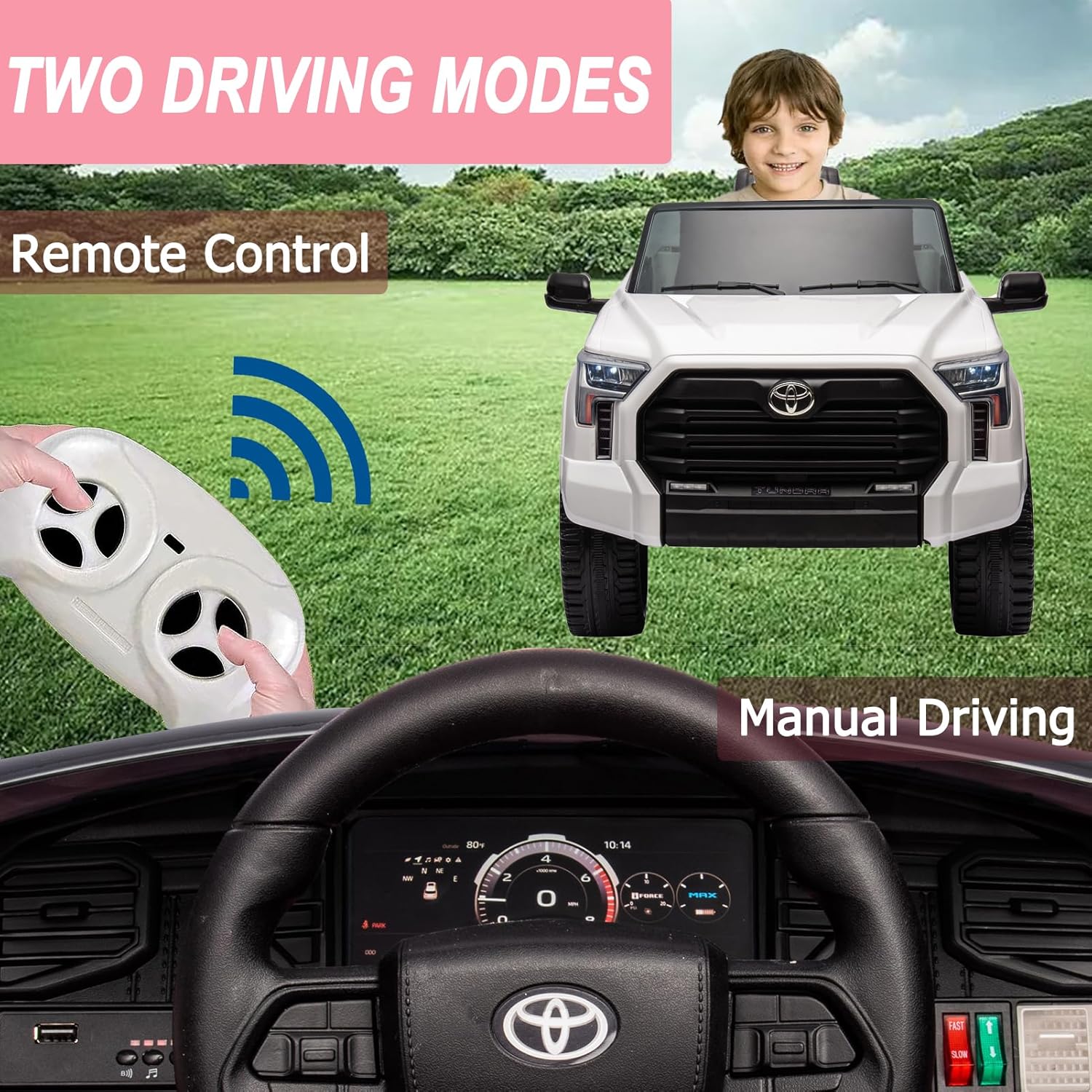 Coches para niños de 12 V para conducir, camioneta de vehículos eléctricos para niños, 2.4 G con control remoto para padres, tres velocidades