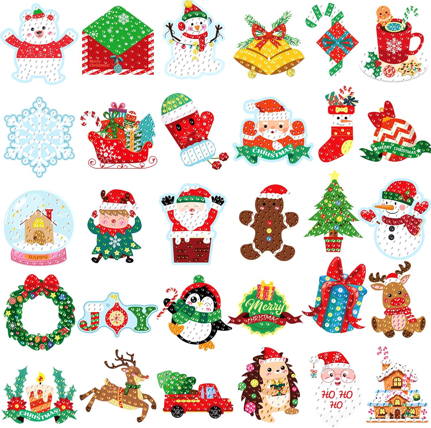MDCGFOD 33 calcomanías de arte de diamantes 5D para niños, kits por números, lindos animales, arte creativo de diamantes para niños, manualidades