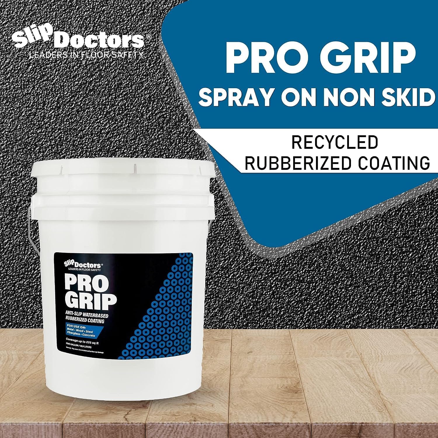 Pro Grip – Revestimiento en aerosol antideslizante de goma (galón, negro) para cubiertas, pisos, barcos y canchas, pintura de goma antideslizante