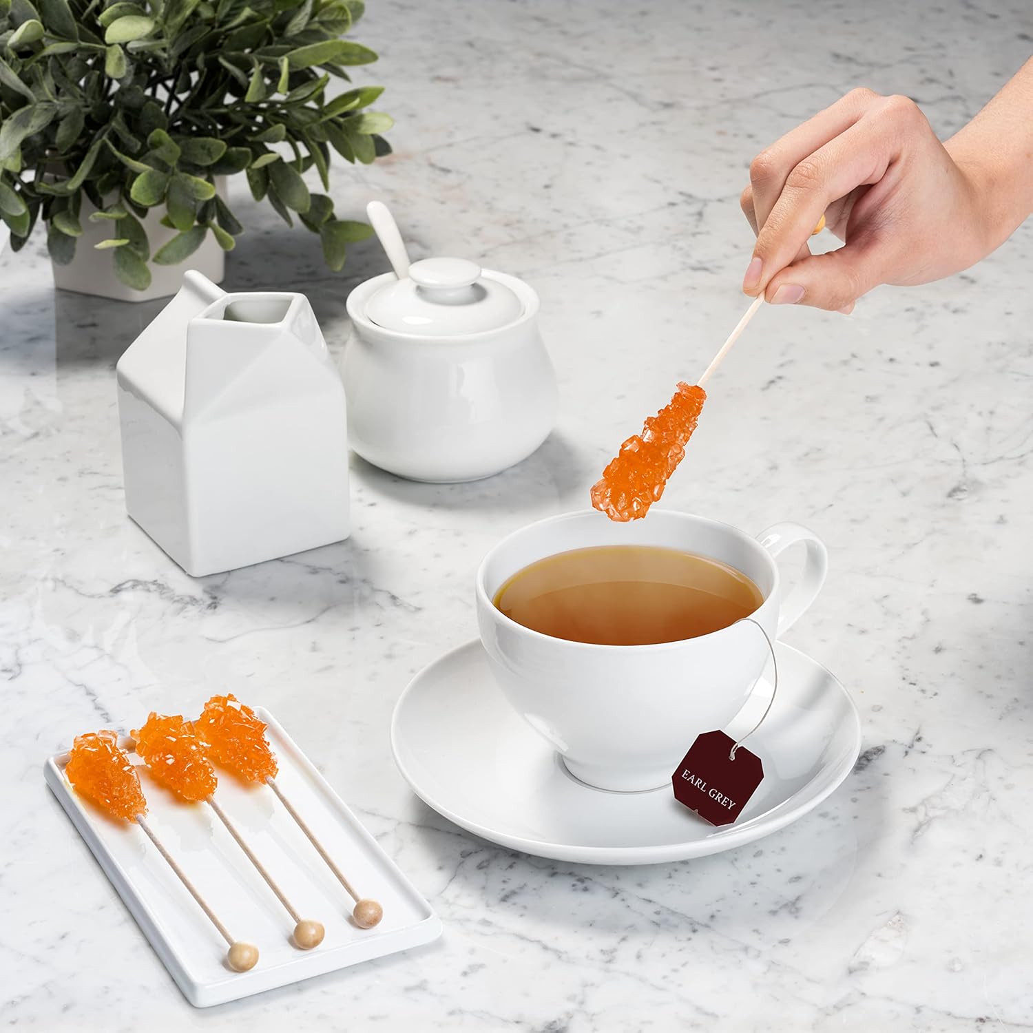 Candy Envy – 36 unidades Orange Cafe Sugar Sticks Rock Candy – Envueltos individualmente – Sabor a naranja