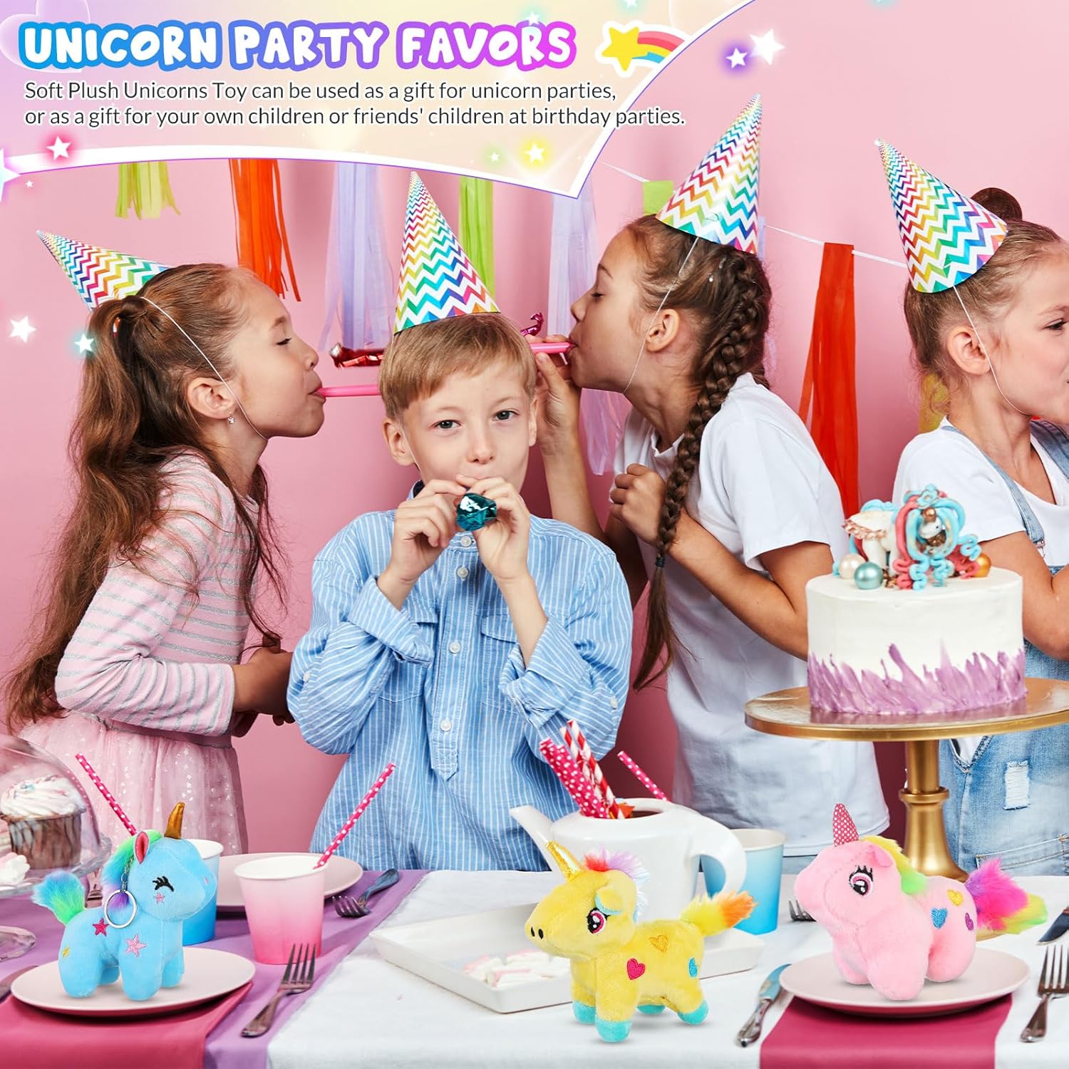 Sosation 9 piezas de animales de peluche de unicornio a granel, regalos de unicornios, regalos de unicornio suave, llavero de juguete para rellenos