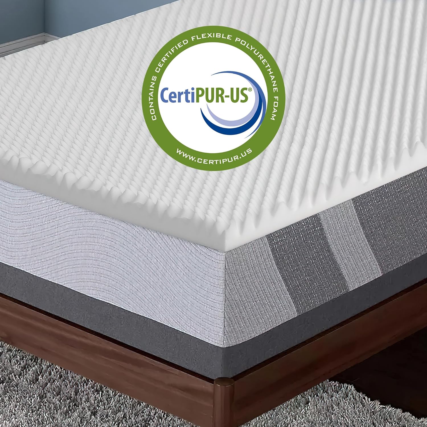 Treaton Cubrecolchones de espuma suave de 1 pulgada con diseño contorneado de cáscara de huevo  Extiende la vida útil del cubrecolchón, proporciona