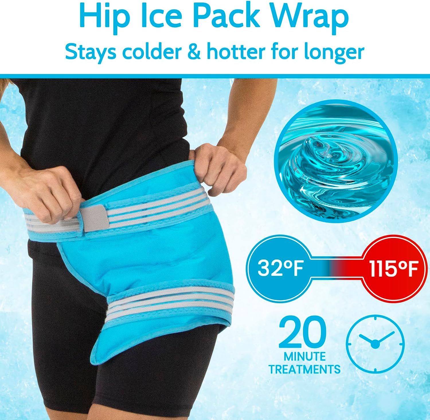 Arctic Flex Envoltura de hielo de cadera después de la cirugía, soporte de gel reutilizable para bursitis de cadera, reemplazo, alivio del dolor,