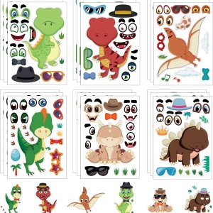 24 hojas de calcomanías de dinosaurio para actividades de niños pequeños, haz tus propias calcomanías para niños, suministros de recuerdo de fiesta 24 hojas de calcomanías de dinosaurio para actividades de niños pequeños, haz tus propias calcomanías para niños, suministros de recuerdo de fiesta