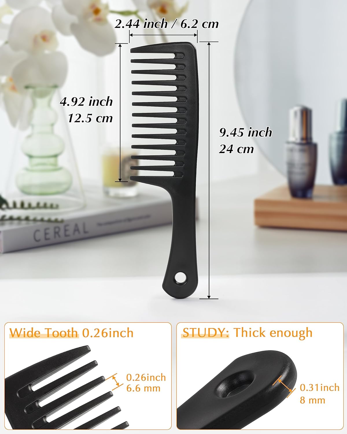Peine de dientes anchos, 6 peines grandes para desenredar, cepillo de pelo para peinar, desenredar el cabello rizado, cabello largo, cabello mojado..