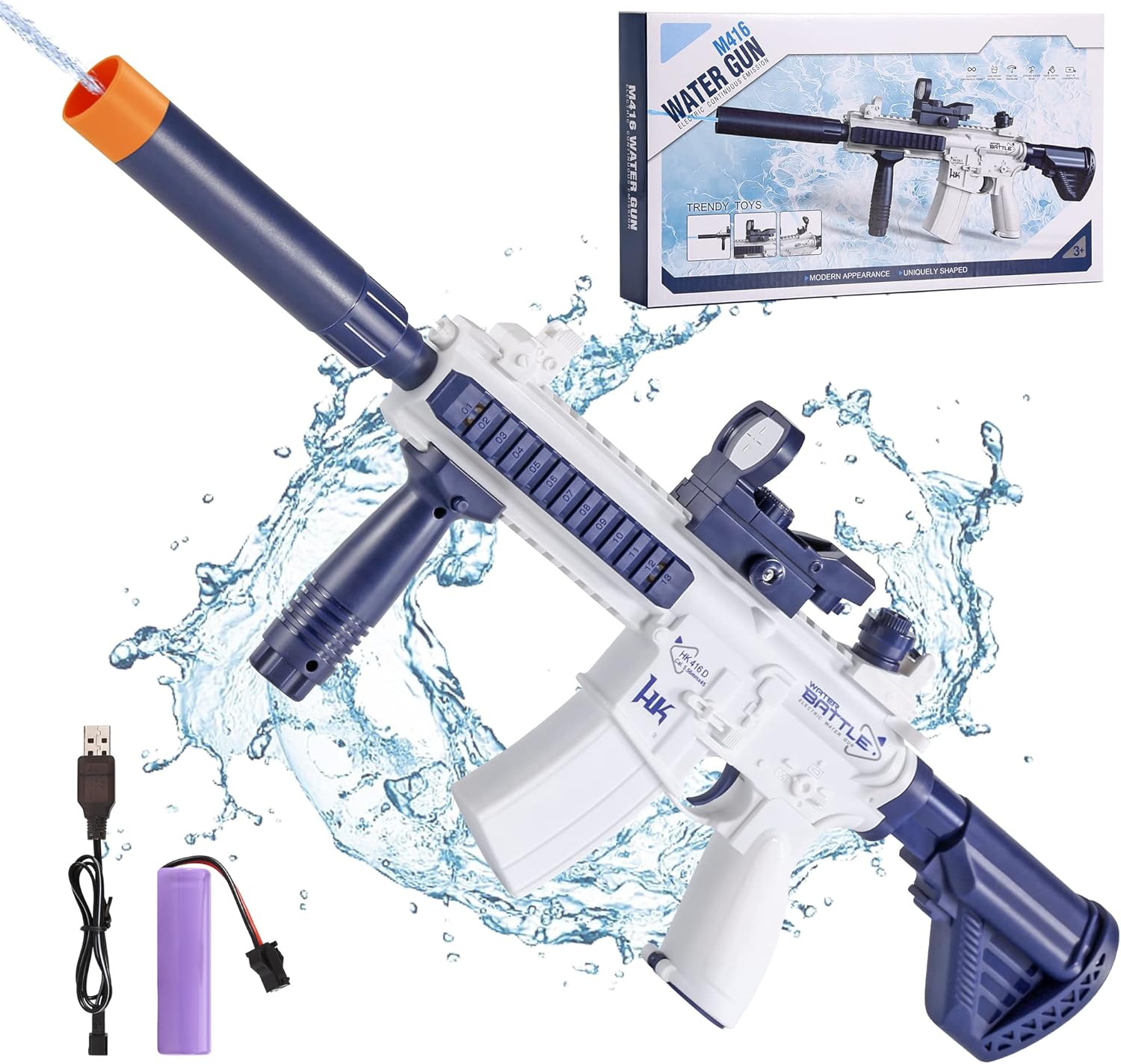 Pistola de agua eléctrica, juguetes de pistola de chorro, pistola automática de agua de hasta 20 pies de largo alcance, pistola de agua para niños y