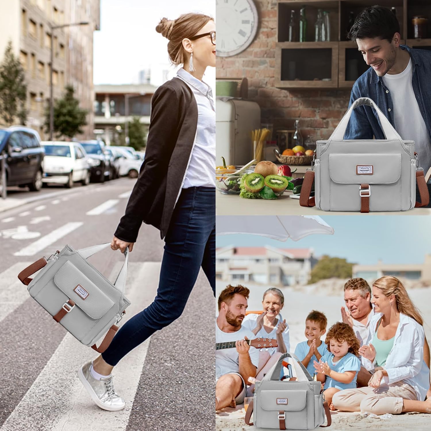 Lonchera para hombres y mujeres, lonchera grande aislada, bolsa de almuerzo a prueba de fugas para adultos, bolsa de almuerzo reutilizable con