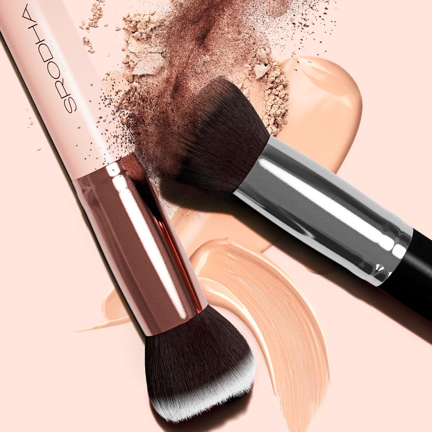 Juego de brochas de maquillaje de belleza, kit de 3 piezas, brochas faciales, base líquida, corrector, rubor, mezcla de colorete, incluye kabuki de
