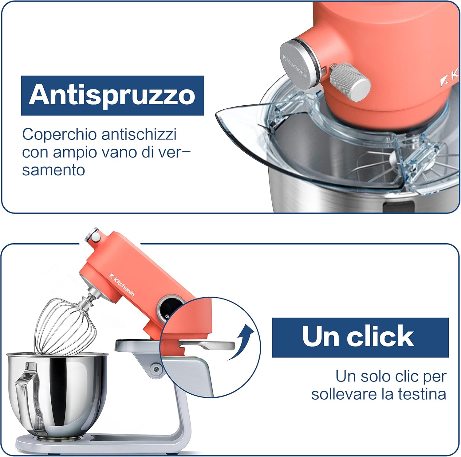 Kitchenin Mezclador de soporte de metal, mezclador de alimentos de 5.3 cuartos de galón de 8 velocidades, mezclador de masa de motor CC de 400