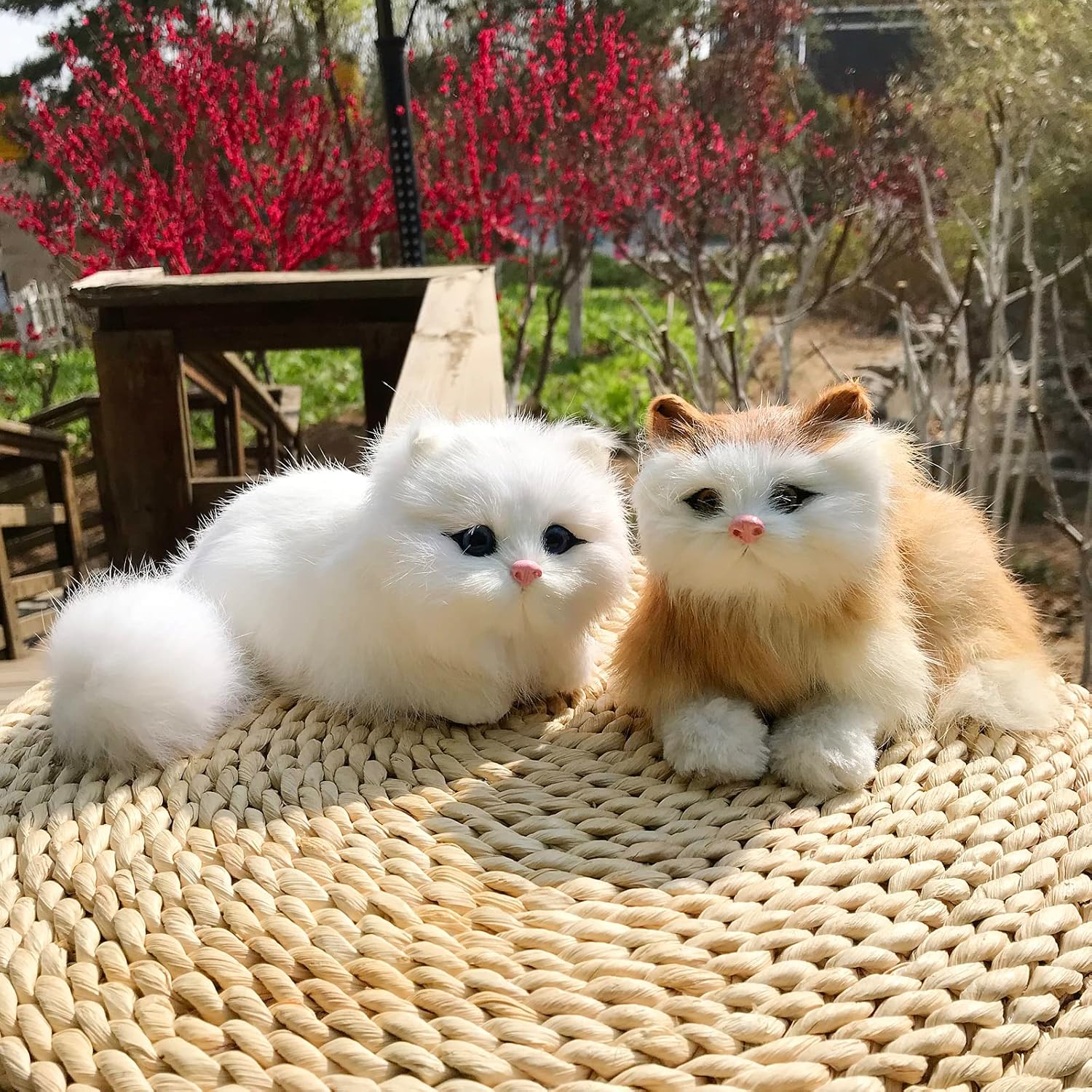 Paquete de 2 figuras realistas peludas de gatitos de imitación de gatitospiel sintética para mascotas, réplica de animales de peluche, accesorios de
