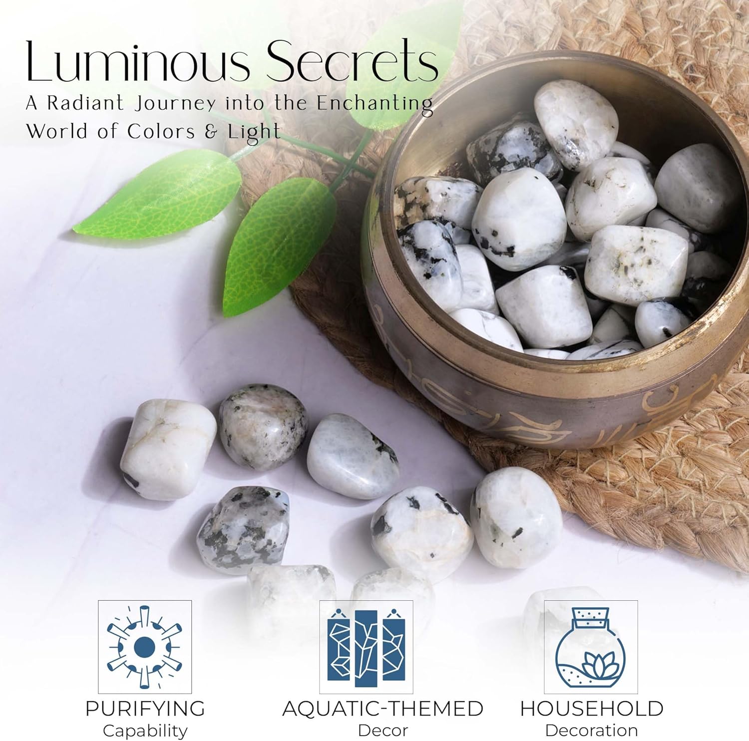 Piedra lunar arcoíris para secadora – Cristales curativos de chakras – Piedras lisas – Esenciales de piedra – Rocas y cristales – Piedras pulidas