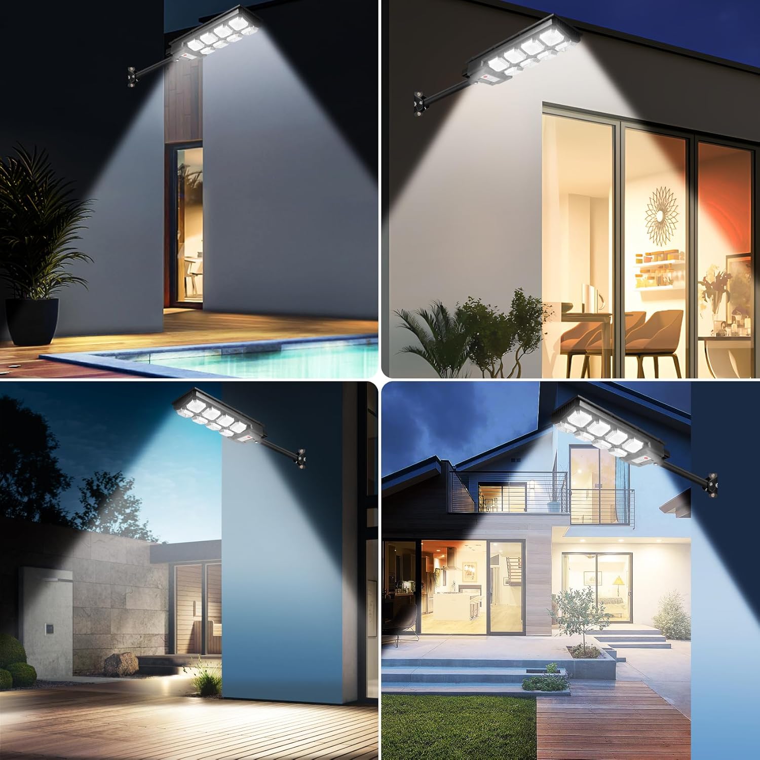 Luces de inundación solares para exteriores – Luz con sensor de movimiento impermeable al aire libre – Luces de seguridad solares LED de 150 W para