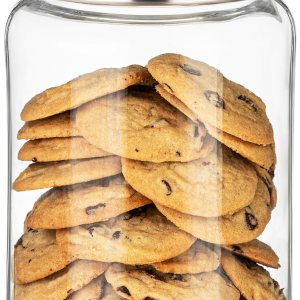 Tarro de cristal para galletas de 1 galón con tapas de metal, recipiente hermético de almacenamiento de alimentos para frescura, ideal para harina, Tarro de cristal para galletas de 1 galón con tapas de metal, recipiente hermético de almacenamiento de alimentos para frescura, ideal para harina,