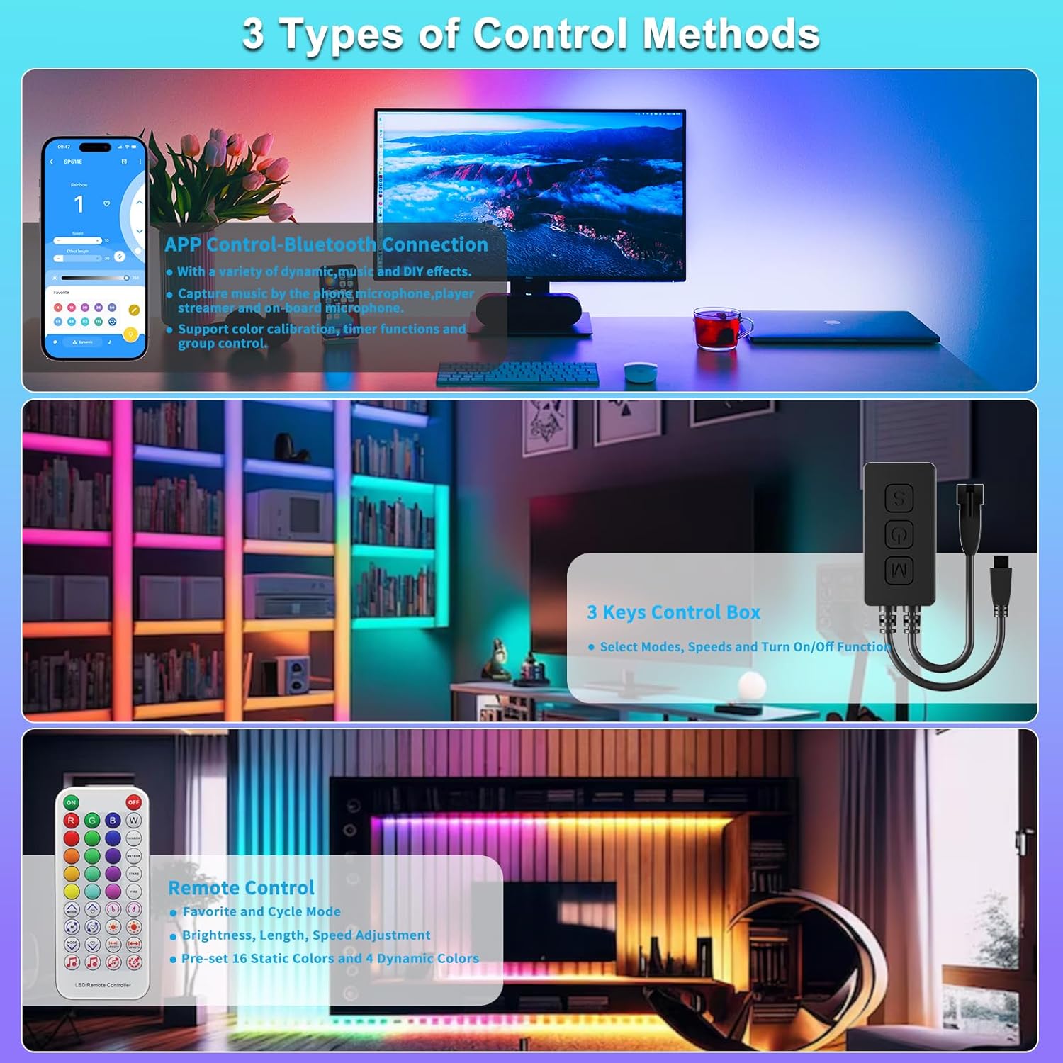GINGSOW Controlador LED de música Bluetooth SP611E para 1903B WS2812b WS2811 IC RGB persecución tira LED de color sincronización direccionable