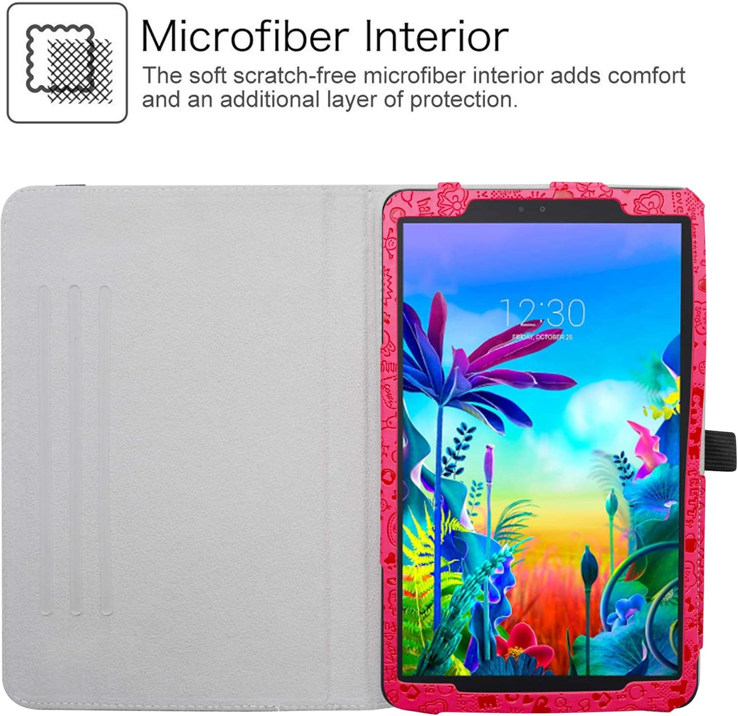 Funda giratoria compatible con LG G Pad 5, soporte de rotación de 360 grados, piel sintética con bonito patrón para tablet LG G Pad 5 10.1 T600 de