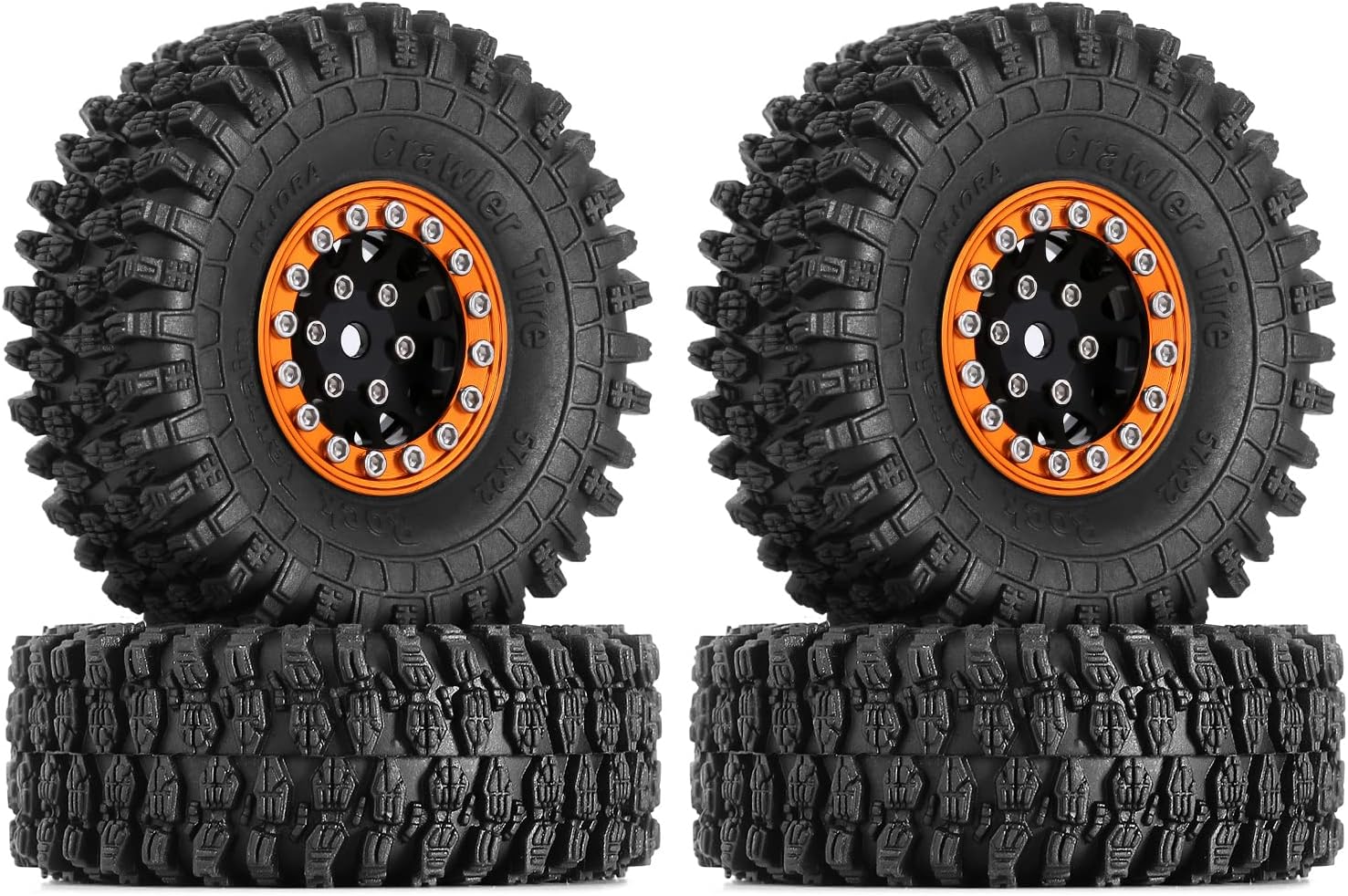 INJORA 1.0 Beadlock Wheel S5 – Neumáticos adhesivos súper suaves para TRX4M Axial AX24 SCX24 FCX24 Enduro24 Enduro24 Upgrade, 2.244 x 0.866 in
