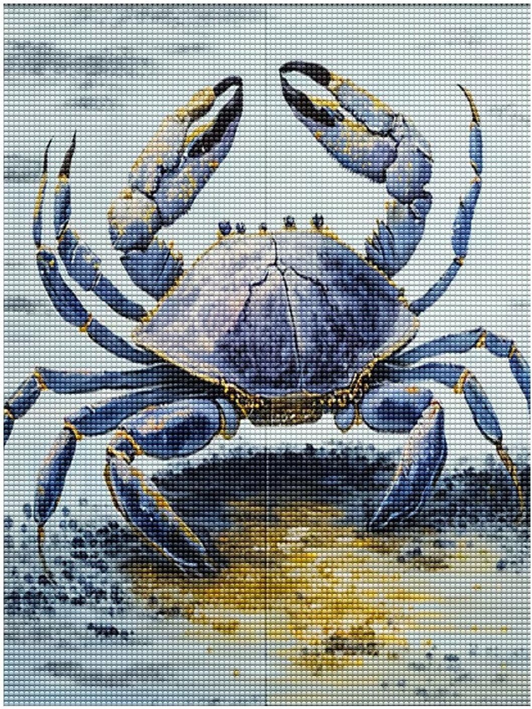 Treff Mudflat Blue Crab DIY 5D Diamond Art Painting Kits para adultos, niños principiantes, 12 x 18 pulgadas, regalo ideal para familiares y amigos
