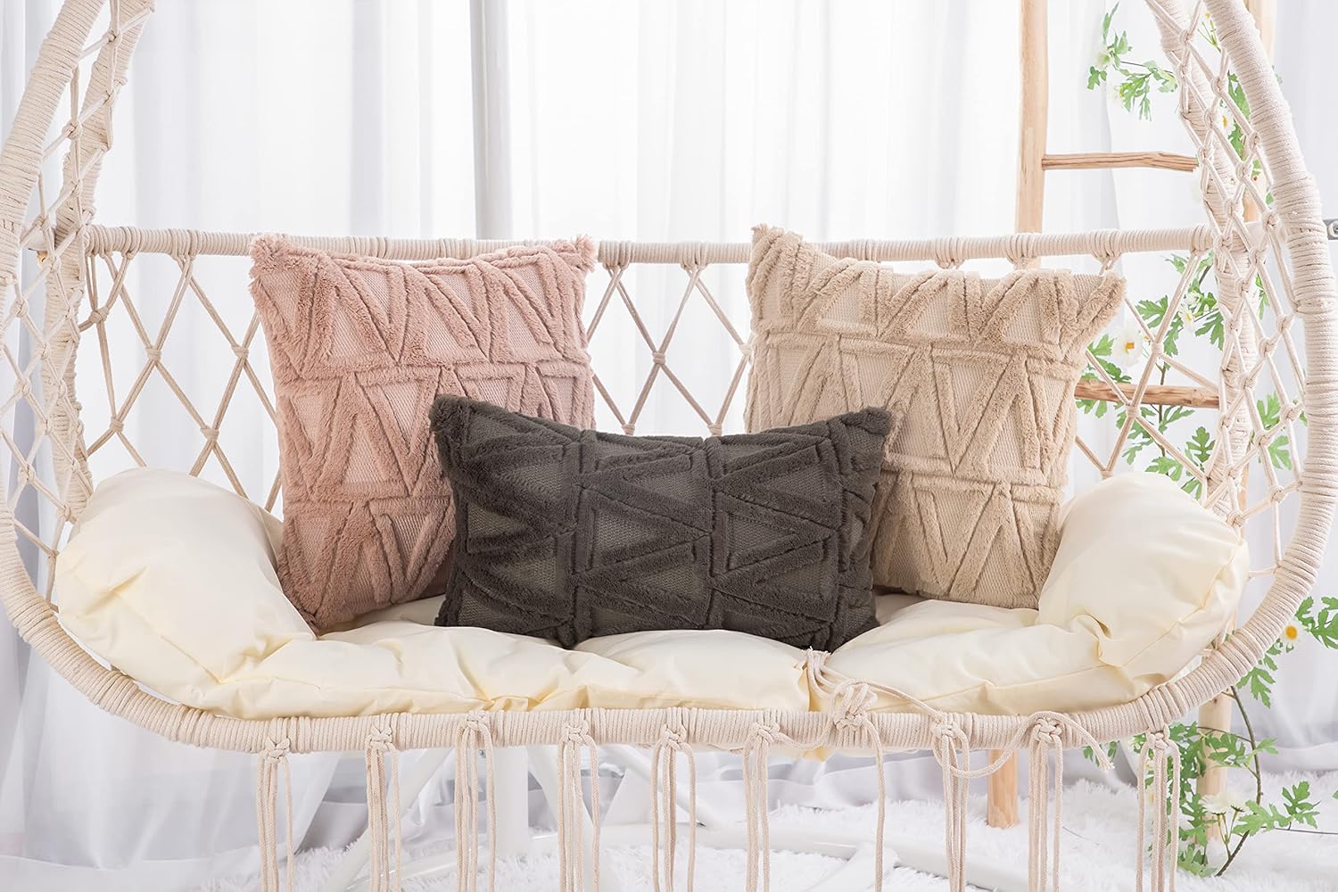Madizz – Juego de 2 fundas decorativas para cojines para sofá o dormitorio, suaves, afelpadas, de lana corta aterciopelada fundas decorativas para