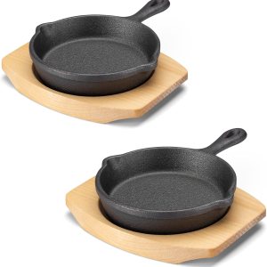 Mini sartén de hierro fundido con base de madera (juego de 2) – Sartén de hierro fundido con base de madera protectora – Sartén de metal resistente Mini sartén de hierro fundido con base de madera (juego de 2) – Sartén de hierro fundido con base de madera protectora – Sartén de metal resistente