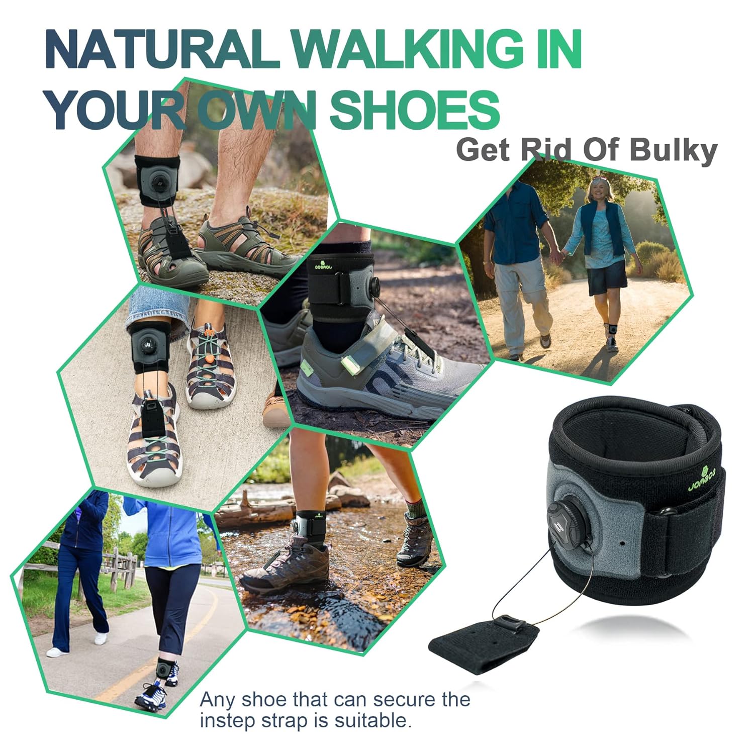 Soporte de pie con carrete de ajuste dorsiflexión, soporte de pie para levantamiento de pies para caminar con zapatos para caída de pie por ALS, MS,