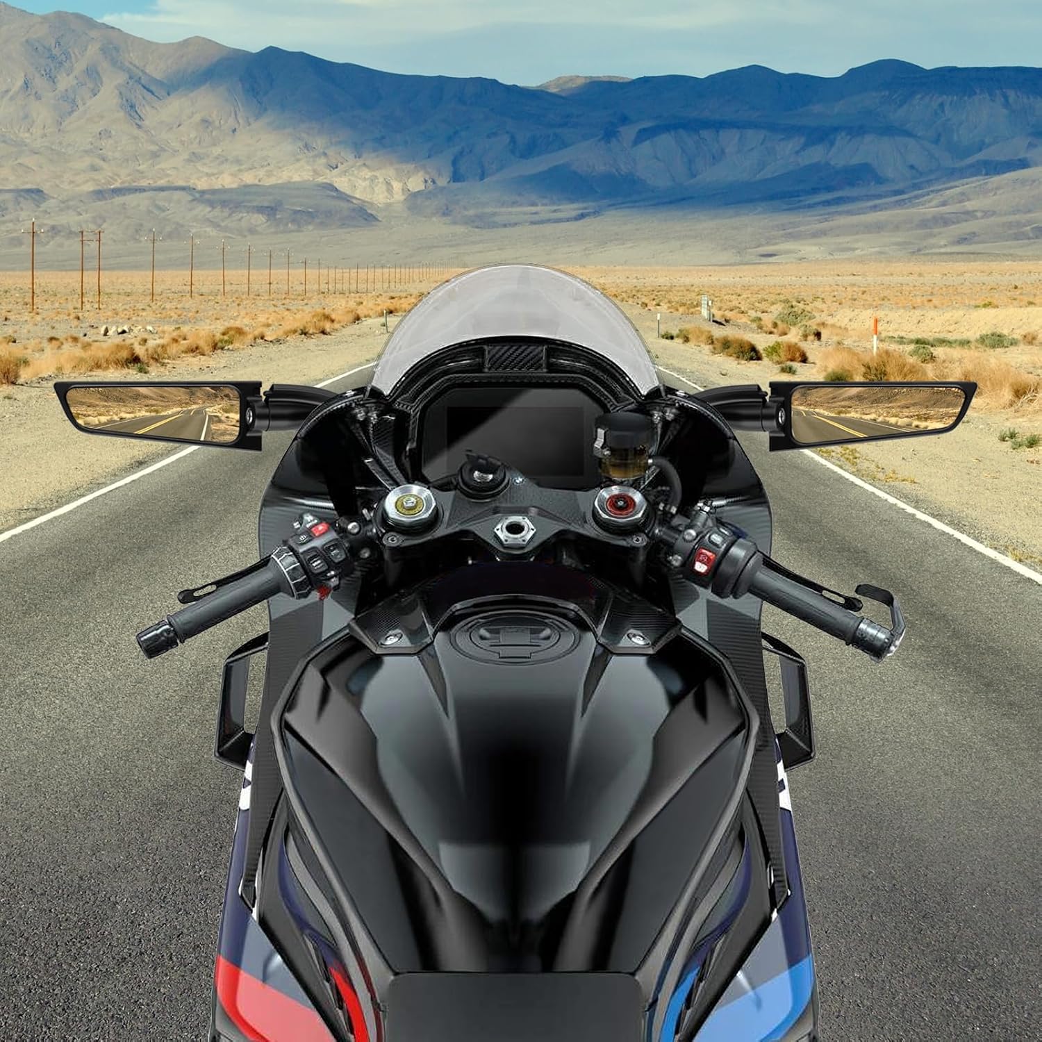 Espejo retrovisor para motocicleta compatible con Kawasaki Ninja 250 300 650 400 ZX6R ZX10R H4, Honda CBR600RR CBR250RR CBR1000R, Yamaha R1 R3 R15