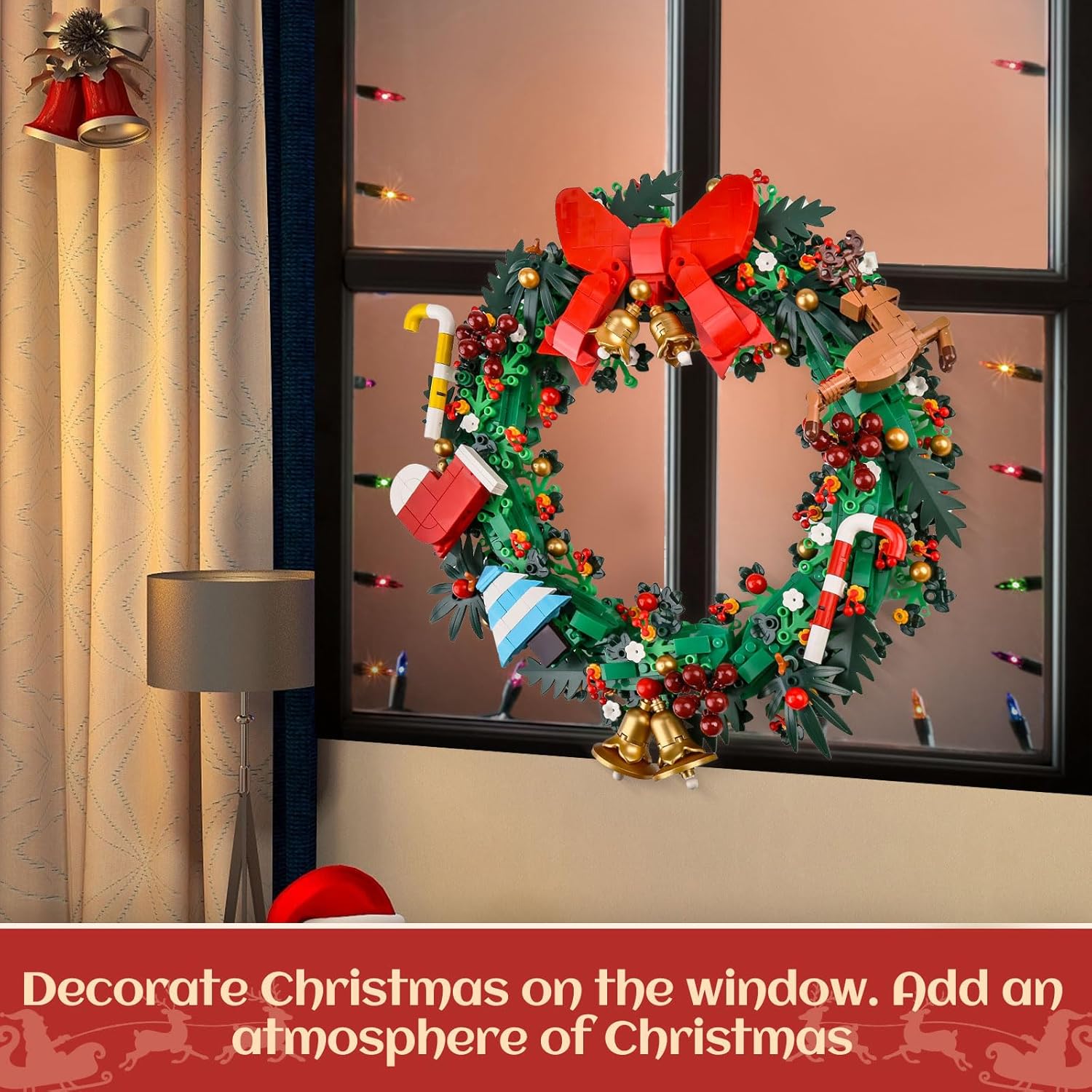 Mould King Kit de bloques de construcción de corona de Navidad, modelo de casa decorado con corona de eucalipto para Navidad, juguetes STEM regalo
