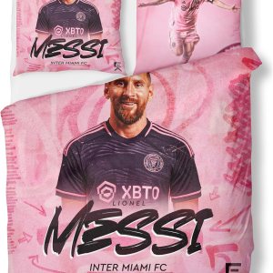Aimery Miami – Juego de ropa de cama de fútbol, juego de funda de edredón de fútbol rosa, juego de ropa de cama de fútbol de microfibra suave, 3 Aimery Miami – Juego de ropa de cama de fútbol, juego de funda de edredón de fútbol rosa, juego de ropa de cama de fútbol de microfibra suave, 3