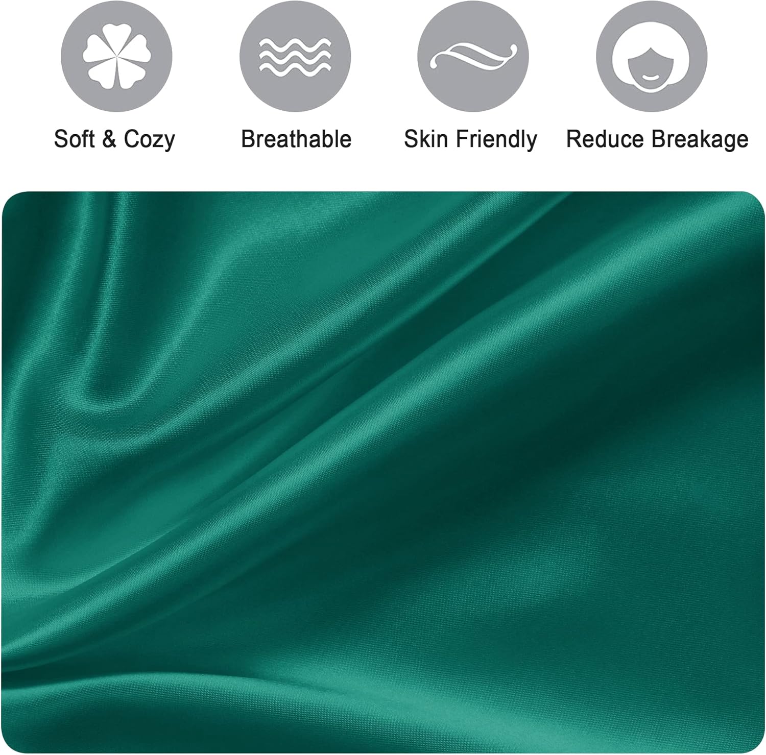 Ciana Lujosa funda de almohada de satén para cabello y piel, juego de 2 fundas de almohada de satén, 1 máscara de ojos, 1 coletero, juego de sueño