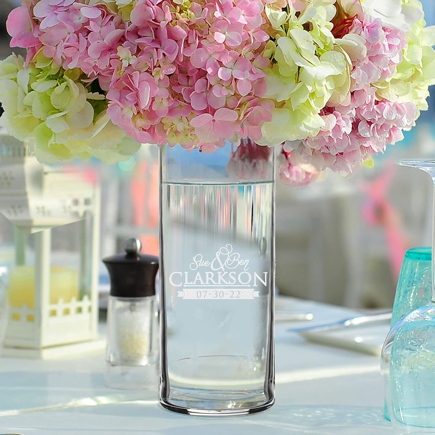 Jarrón de cristal personalizado para boda, regalo de compromiso para parejas grabadas personalizadas, aniversario, regalo de compromiso