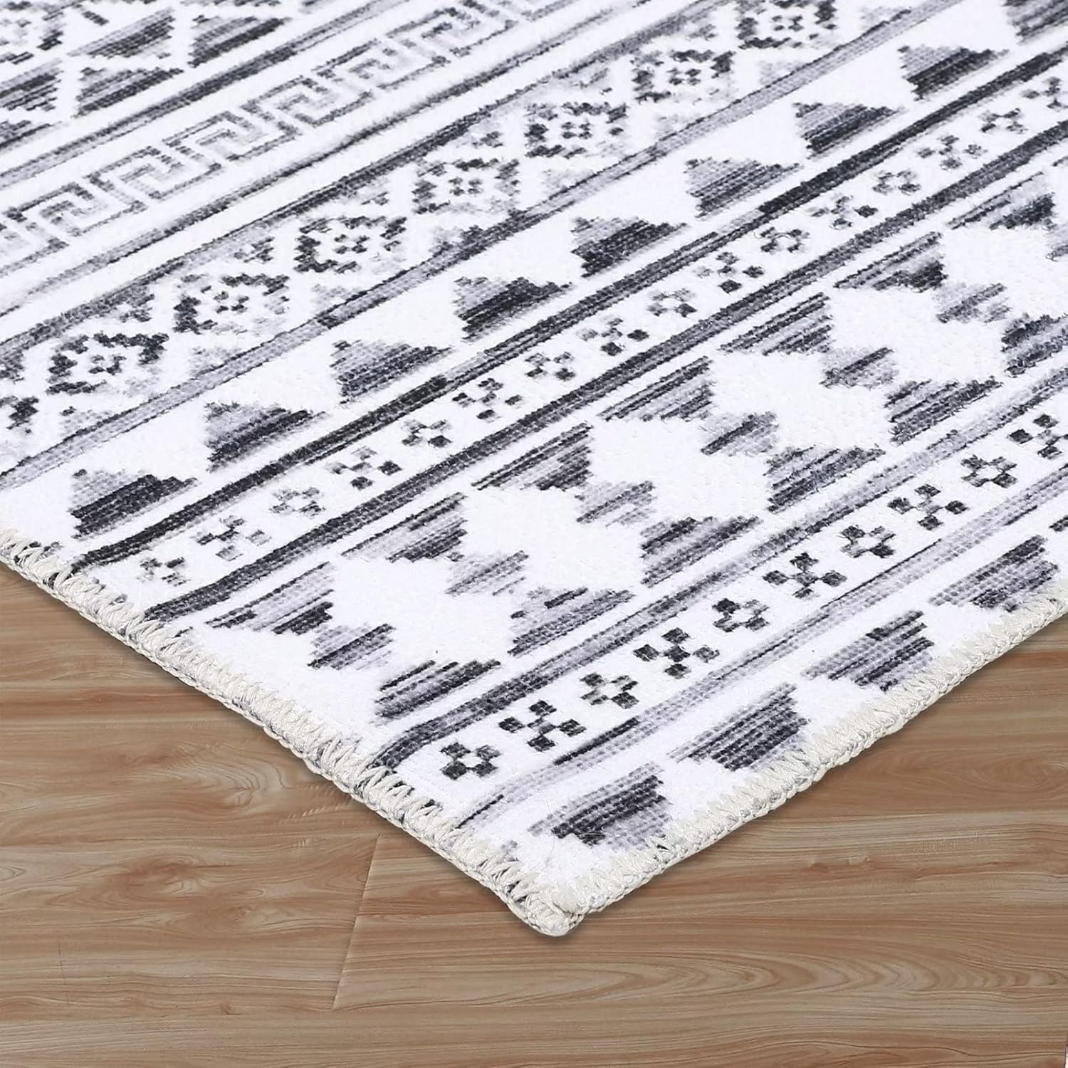Alfombra lavable de 2 x 10 pies, estilo vintage, bohemio, geométrico, para pasillo, alfombra marroquí envejecida, alfombra de pasillo de pelo bajo,