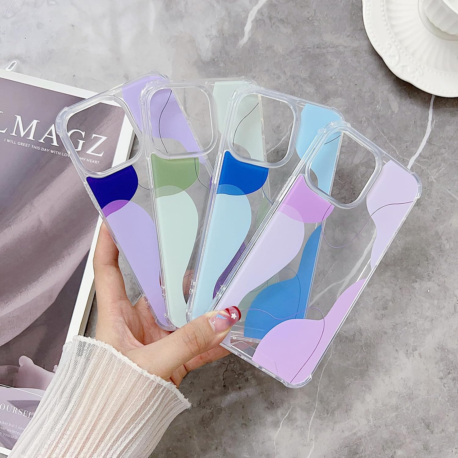 Funda compatible con iPhone 1314, bonita funda con patrón de corazón pintado simple para mujeres y niñas, funda de TPU suave + protección de