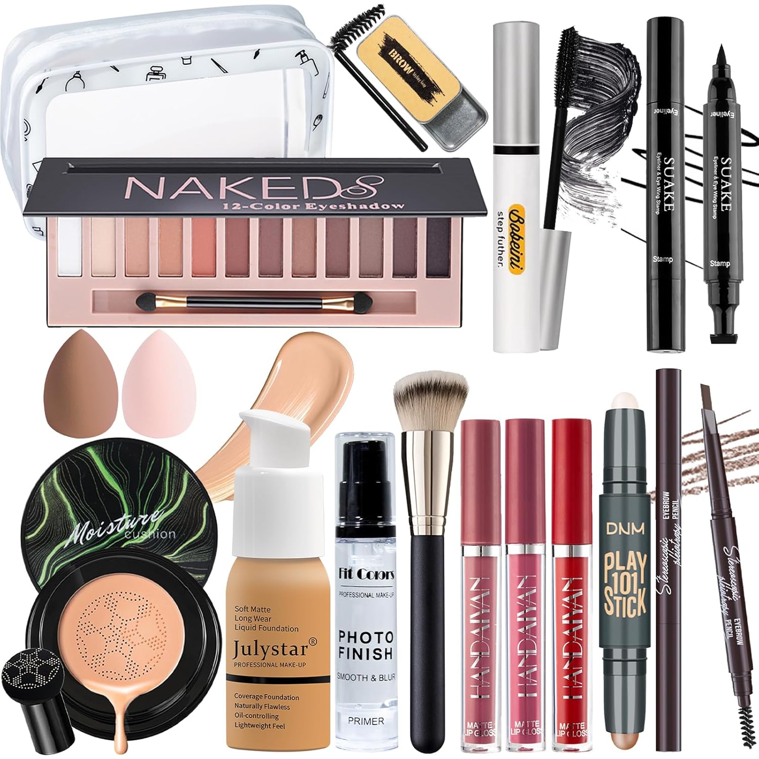 YBUETE Kit de maquillaje para mujeres, regalo de maquillaje para mujeres, adolescentes y niñas, paleta de sombra de ojos desnudos, base de base CC